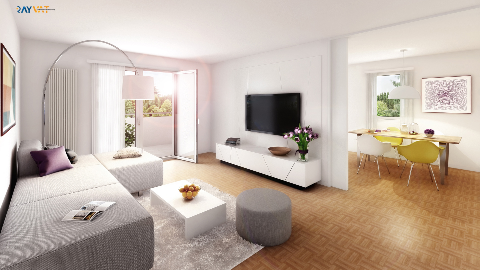 Apartment Living Room 3D Render- Switzerland